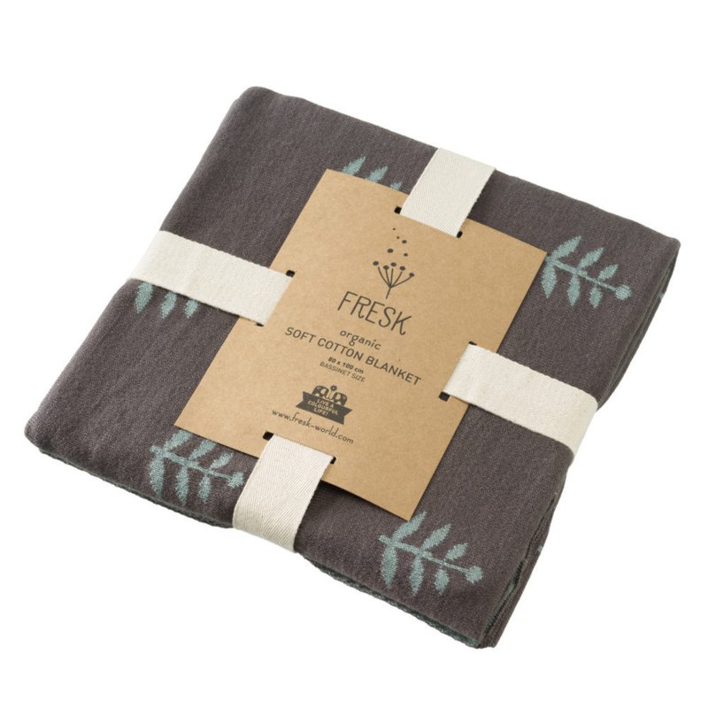 FRESK - Fine knitted blanket 80 x 100 cm Leaves