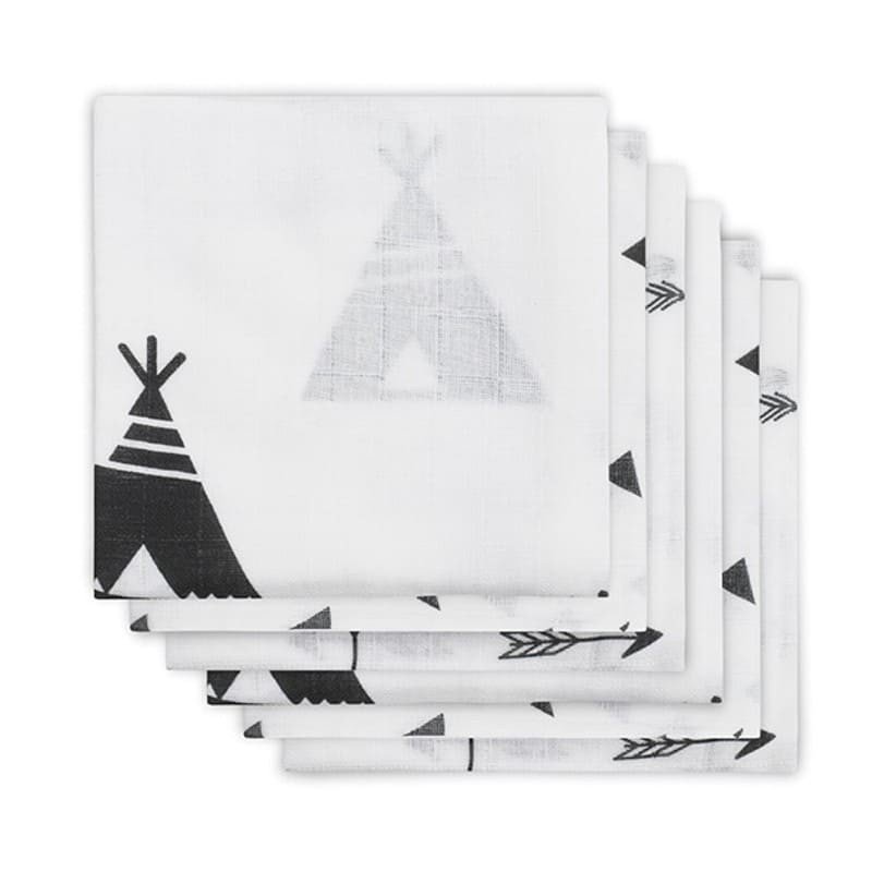 Jollein - Baby & Kids - Jollein - 6 pieluszek niemowlęcych Hydrophlic 70 x 70 cm Indians Black and White