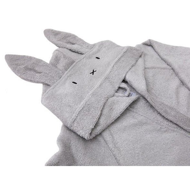 Bamboom - Szlafrok Bambusowy z Kapturkiem i Uszami, Popielaty, 2-4l