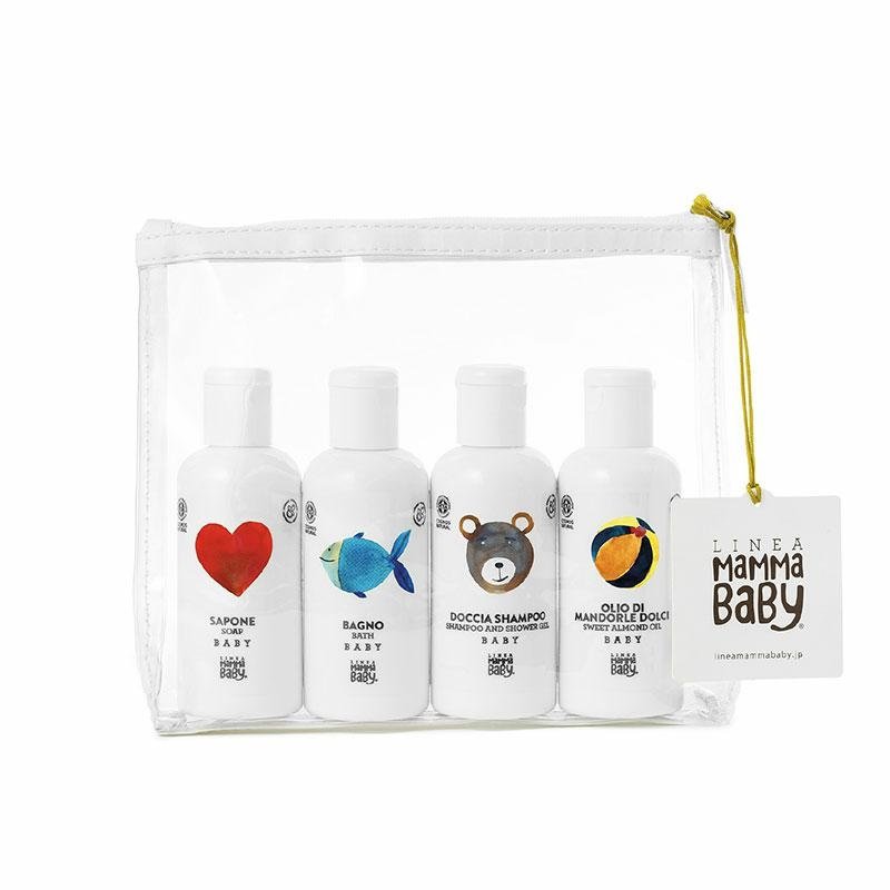 Linea MammaBaby - Zestaw kosmetyków MammaBaby 4 x 100ml (mydło, płyn do kąpieli, szampon, olejek) Cosmos