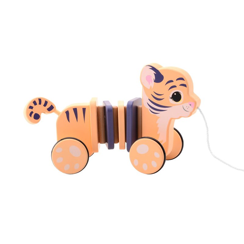 Joueco - 80098 Drewniany Tygrysek na sznurku