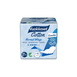 Vuokkoset, COTTON, Podpaski ze Skrzydełkami Normal Sensitive, 12 szt. VUOKKOSET