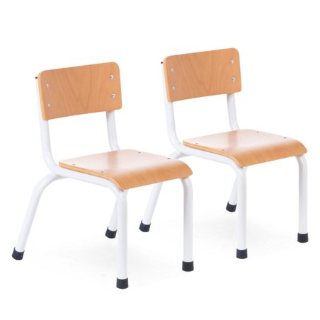 CHILDHOME - SMALL METAL WOOD CHAIR NATURAL WHITE 2PCS