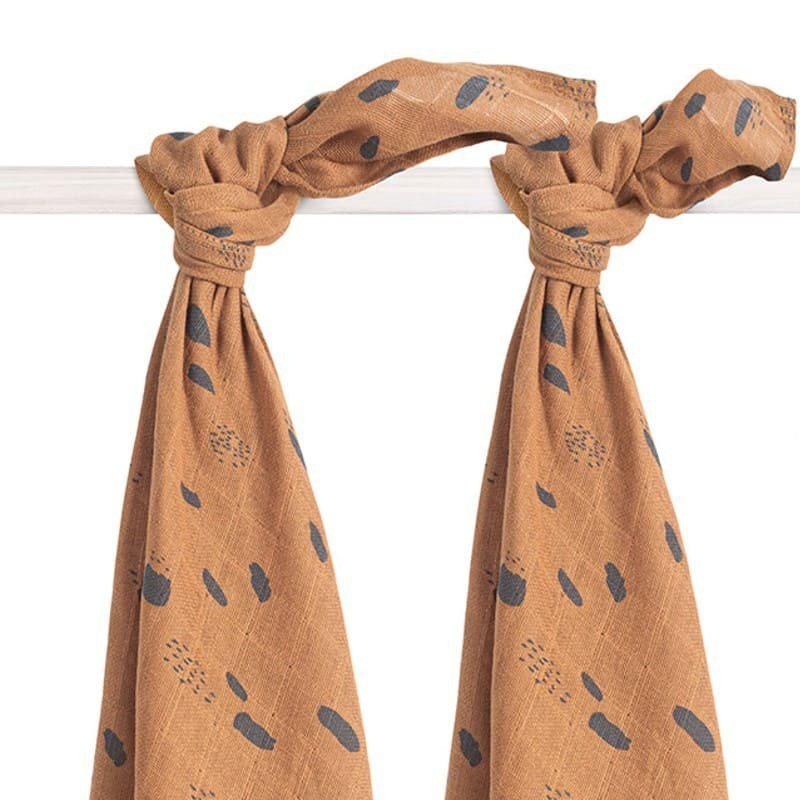 Jollein - Baby & Kids - Jollein - 2 otulacze niemowlęce Hydrophilic 115 x 115 cm Spot CARAMEL
