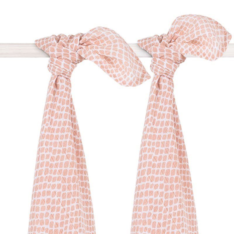 Jollein - Baby & Kids - Jollein - 2 otulacze niemowlęce Hydrophilic 115 x 115 cm Snake PALE PINK