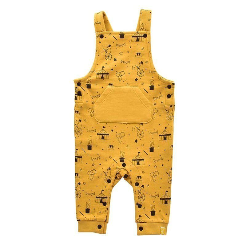 Jollein - Baby & Kids - Jollein - Ogrodniczki rozpinane z BIO bawełny organicznej Cyrk OCHER - 50/56