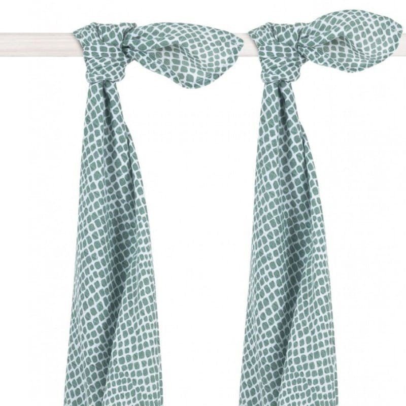 Jollein - Baby & Kids - Jollein - 2 otulacze niemowlęce Hydrophilic 115 x 115 cm Snake ASH GREEN