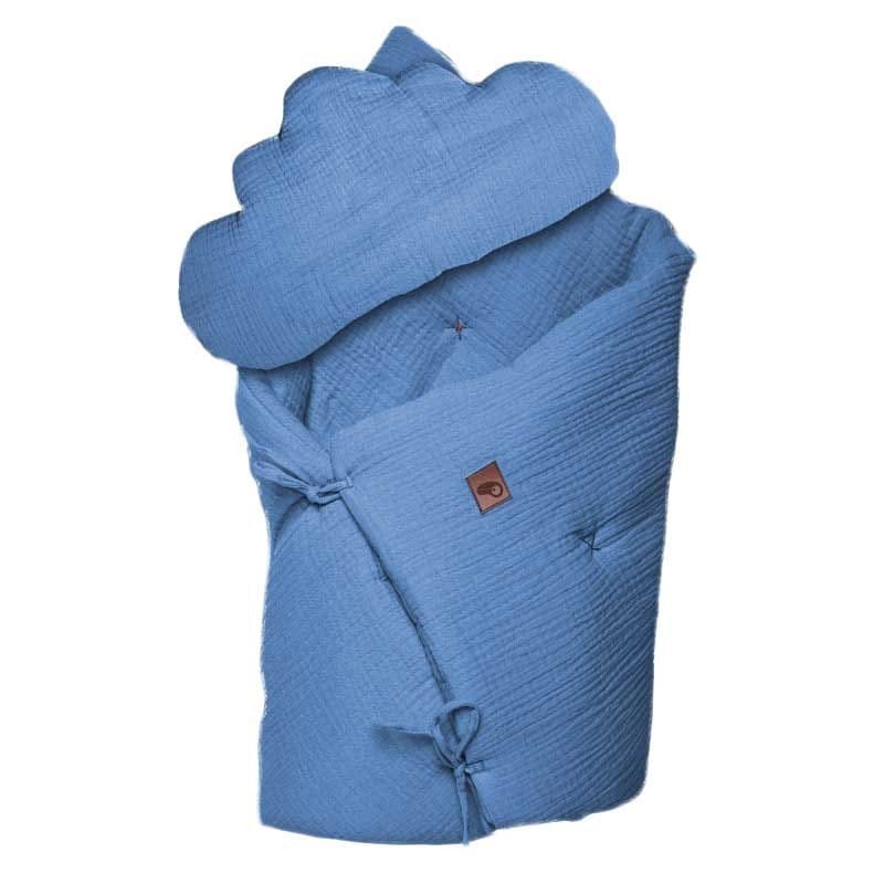 Hi Little One - Kołderka z podusią i Rożek z oddychającej bawełny organicznej GOTS QUILT BABY HORN JEANS