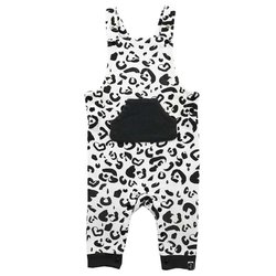 Jollein - Baby & Kids - Jollein - Ogrodniczki rozpinane z BIO bawełny organicznej Leopard BLACK & WHITE 50/56