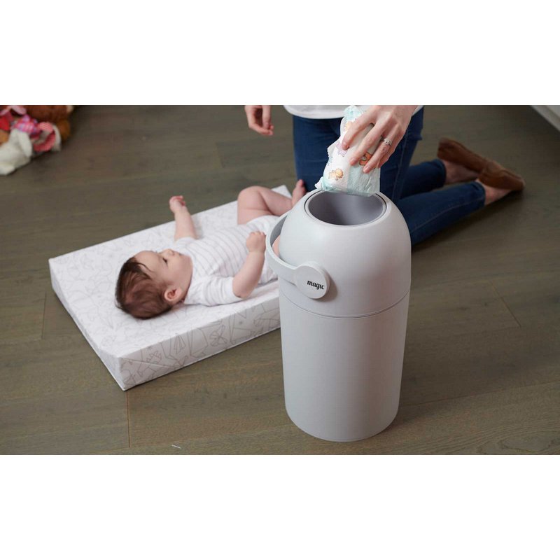 Magic - Kosz na zużyte pieluchy - szary (na 25 pieluch) + worki