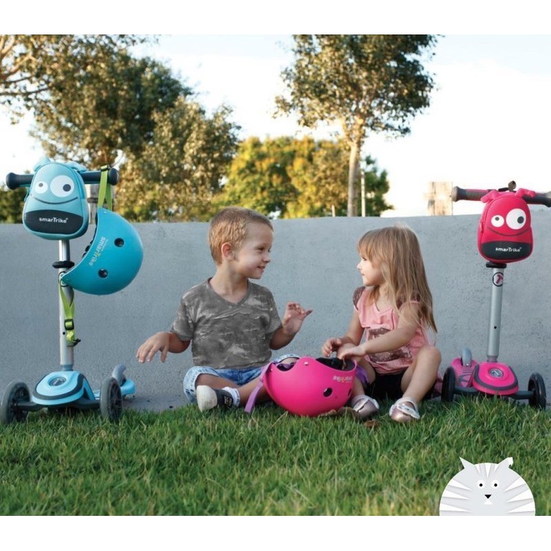 Hulajnoga Smart Trike Scooter T1 + świecące koła LED + torba-niebieska