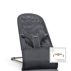 BABYBJORN - leżaczek BLISS MESH - Antracytowy + Zabawka Googly Eyes Pastels