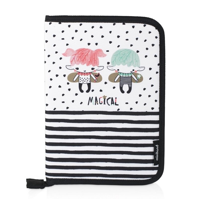 Miniland - Etui na dokumenty/książęczkę zdrowia - czarno-białe Magical