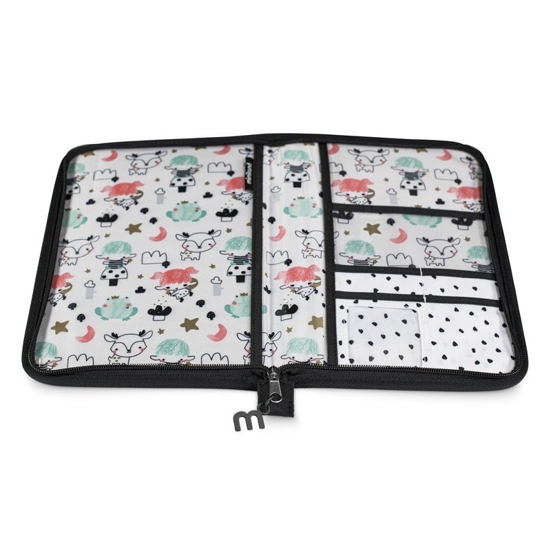 Miniland - Etui na dokumenty/książęczkę zdrowia - czarno-białe Magical