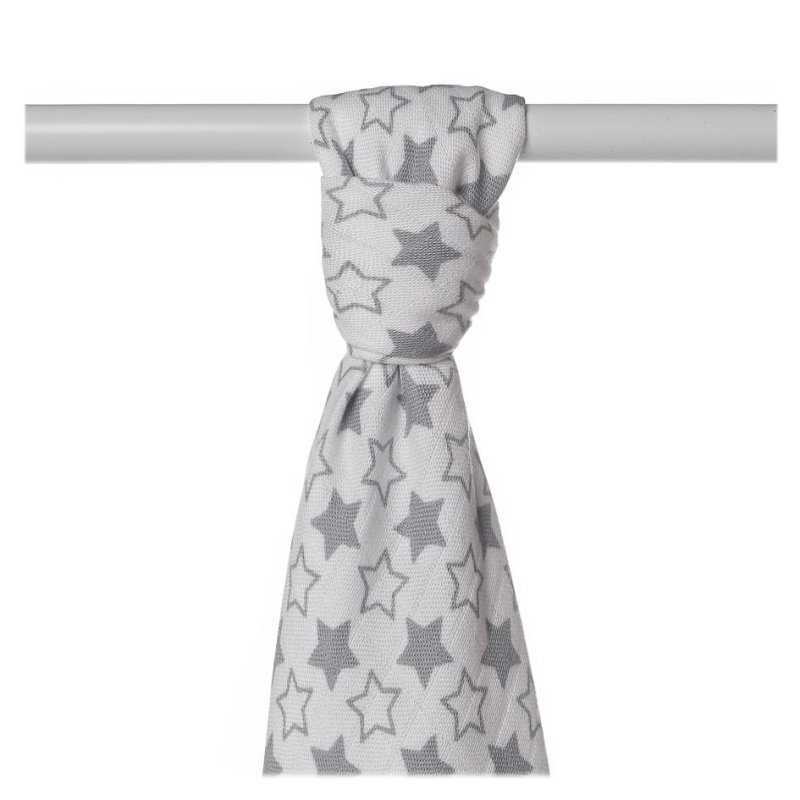 Ręcznik bambusowy XKKO BMB 90x100 - Little Stars Silver