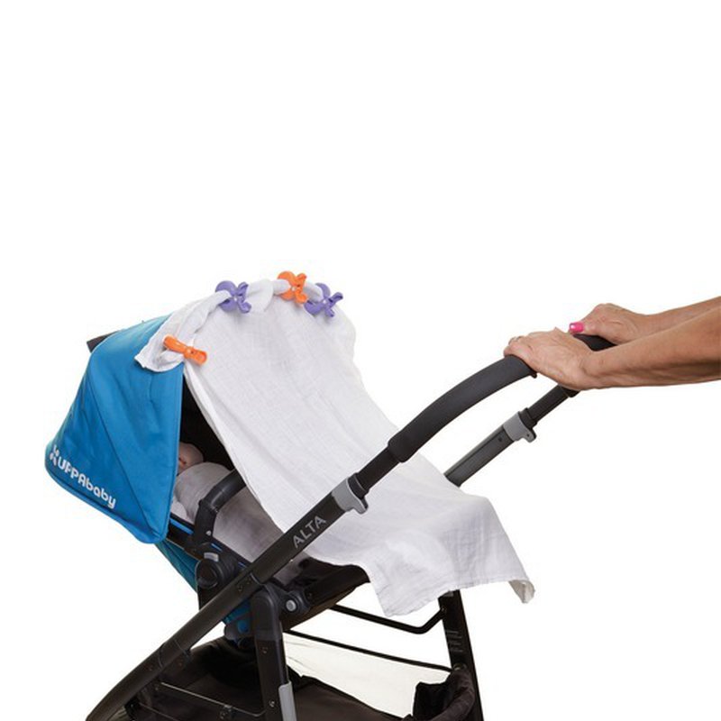 Dreambaby - Klipsy do wózka - 4 szt. - 2x fioletowy; 2x pomarańczowy