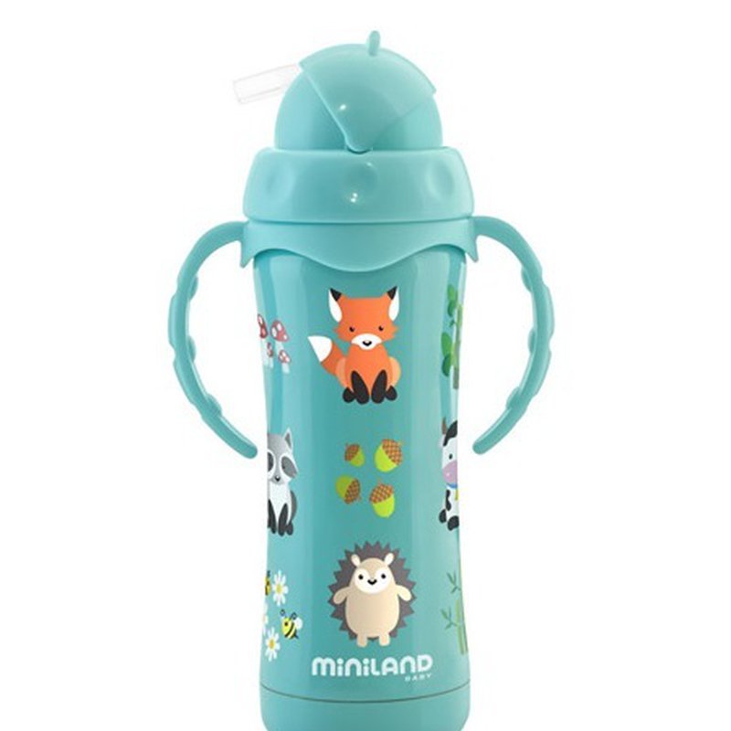 Miniland - Bidon termiczny pstryczek ze stali nierdzewnej ze słomką - 240ml