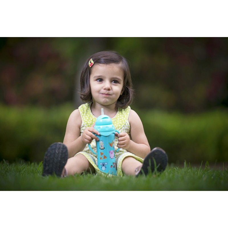 Miniland - Bidon termiczny pstryczek ze stali nierdzewnej ze słomką - 240ml