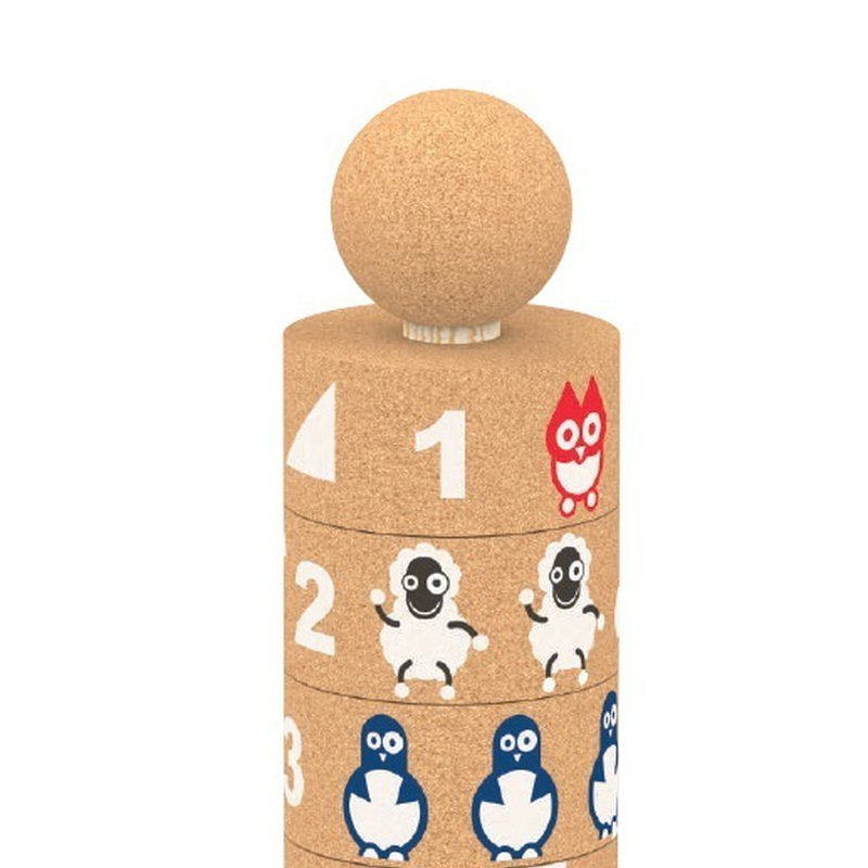 Elou - Ekologiczne klocki korkowe - Układanka Piramida ze zwierzątkami