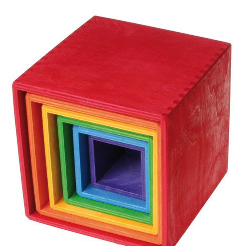 Drewniane Pudełka 0+, tęczowe, Grimm's