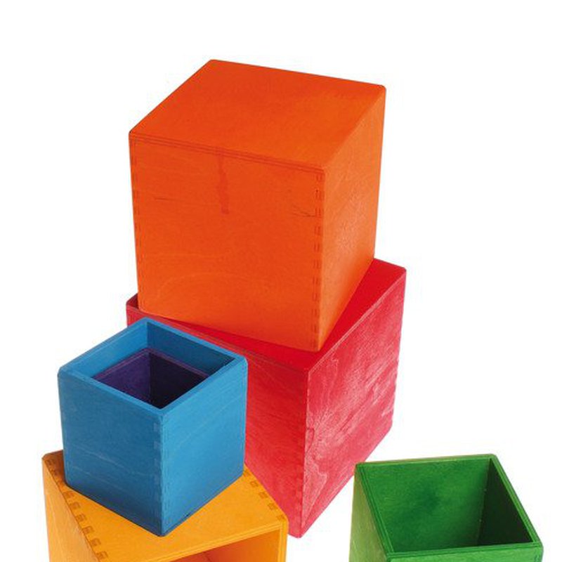 Drewniane Pudełka 0+, tęczowe, Grimm's