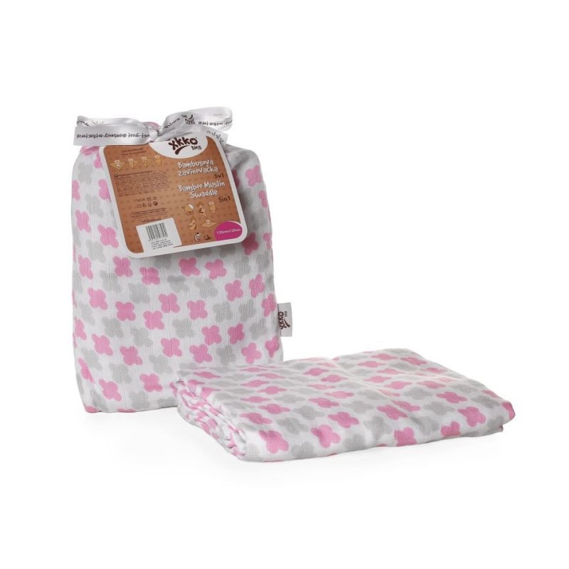 Bambusowy muślinowy otulacz XKKO BMB 120x120 - Scandinavian Baby Pink