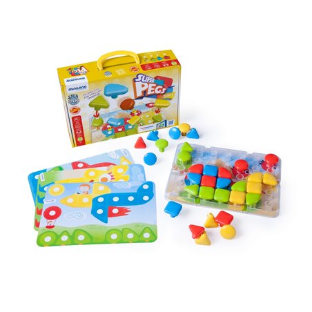Miniland - zabawki edukacyjne - Tablica edukacyjna / Puzzle Superpegs - 32 elementy