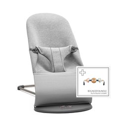 BABYBJORN - leżaczek BLISS 3D Jersey - Jasny Szary + Zabawka Googly Eyes Pastels