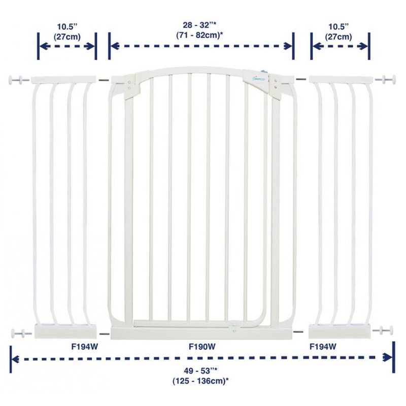 Dreambaby - Rozszerzenie bramki bezpiecz.Chelsea-27cm(wys. 1m)- białe(brąz.karton)