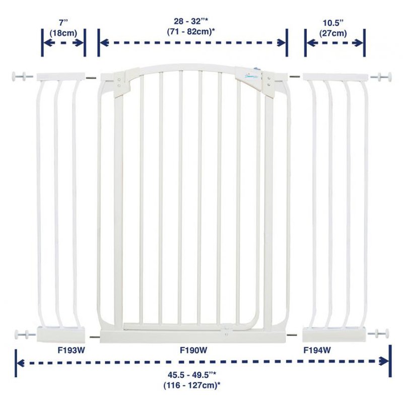 Dreambaby - Rozszerzenie bramki bezpiecz.Chelsea-27cm(wys. 1m)- białe(brąz.karton)