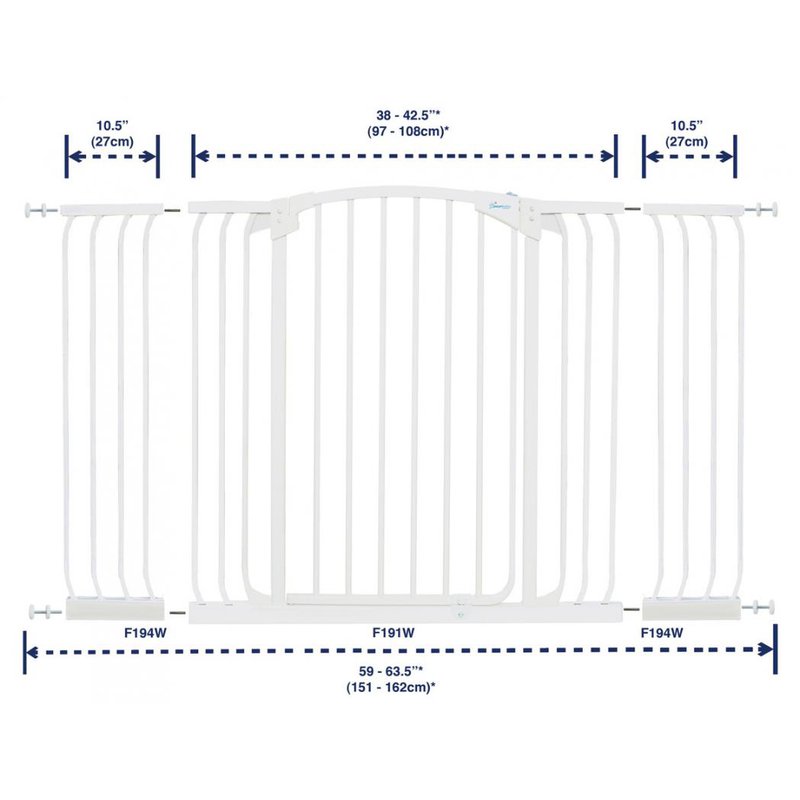 Dreambaby - Rozszerzenie bramki bezpiecz.Chelsea-27cm(wys. 1m)- białe(brąz.karton)