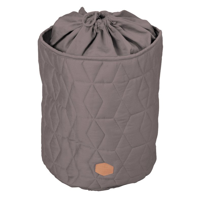 Filibabba Zamykany pojemnik materiałowy na zabawki Pikowany Dark Grey FILIBABBA