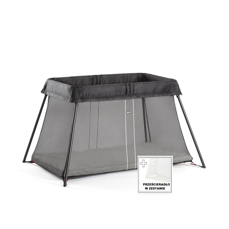 BABYBJORN - łóżeczko turystyczne LIGHT - czarny + prześcieradło