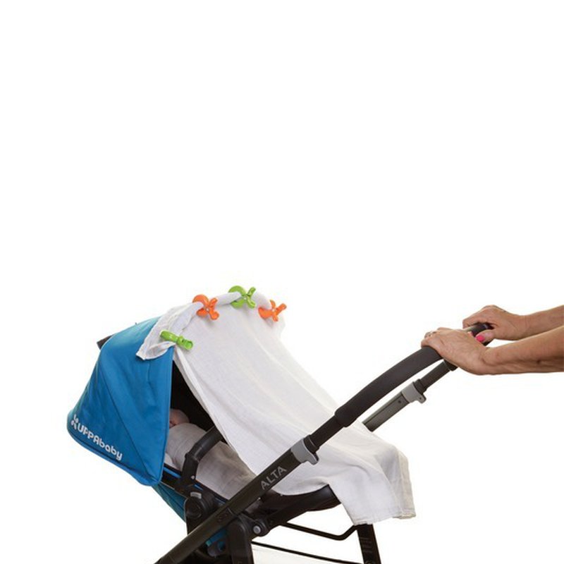 Dreambaby - Klipsy do wózka - 4 szt. - 2x zielony; 2x pomarańczowy