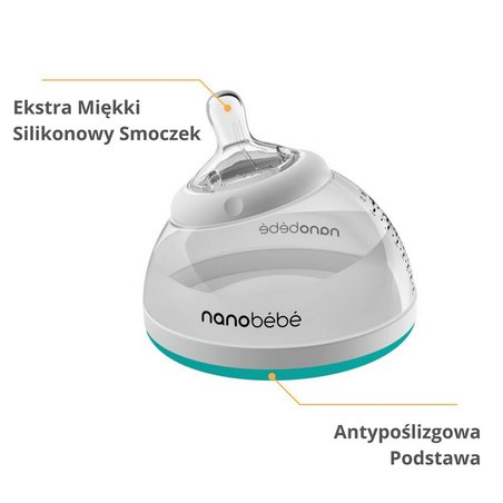 Nanobebe - Butelka do karmienia / przechowywania pokarmu 240ml ETAP 2-turkusowa