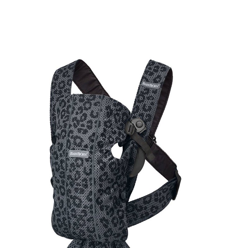 BABYBJORN - leżaczek BLISS MESH - Antracytowy/Leopard + MINI 3D Mesh – nosidełko, Antracytowy/Leopard