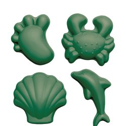 Funkit world - Silikonowe Foremki do piasku 4 szt. Scrunch - Ciemny Zielony
