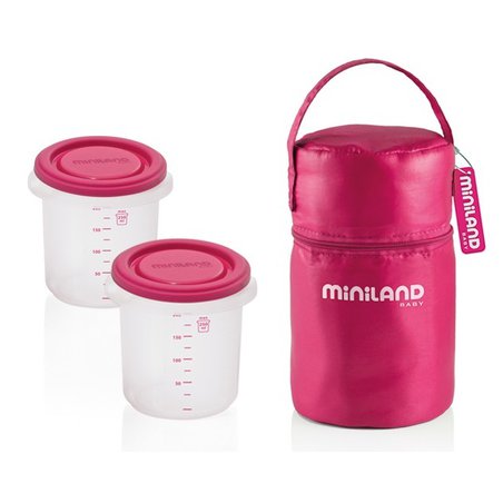 Miniland - Pojemniki hermetyczne z opakowaniem izotermicznym - różowe 2 x 250ml