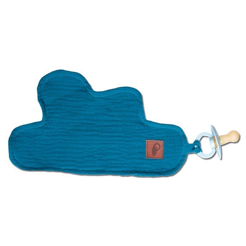 Hi Little One - Przytulanka dou dou z zawieszką z organicznej BIO bawełny GOTS cozy muslin pacifier keeper Cloud Emerald