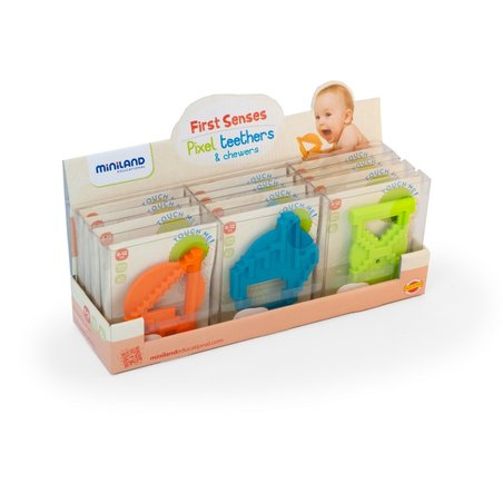 Miniland - zabawki edukacyjne - Kolorowe Gryzaki dla dzieci - 12 sztuk