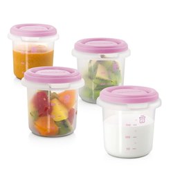 Miniland - Pojemniki hermetyczne zamykane na żywność Azure-Rose 4x250ml - różowe