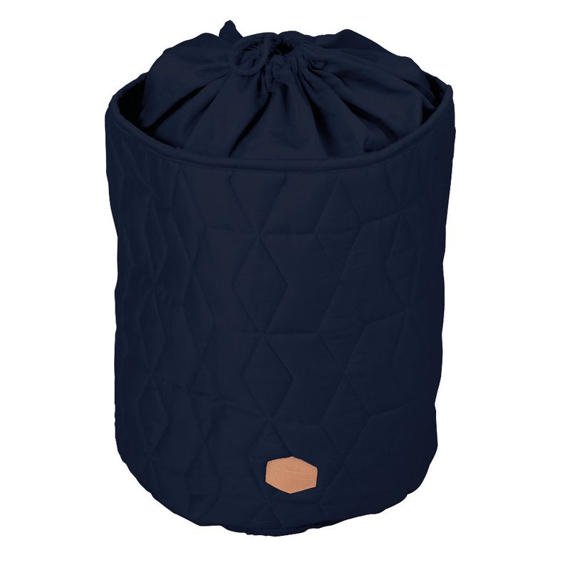 Filibabba Zamykany pojemnik materiałowy na zabawki Pikowany Dark Blue FILIBABBA