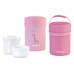 Miniland - Termos z 2 pojemnikami hermetycznymi na jedzenie Azure-Rose - różowy