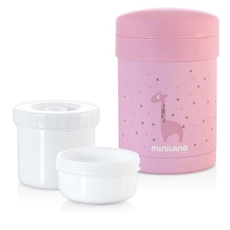 Miniland - Termos z 2 pojemnikami hermetycznymi na jedzenie Azure-Rose - różowy