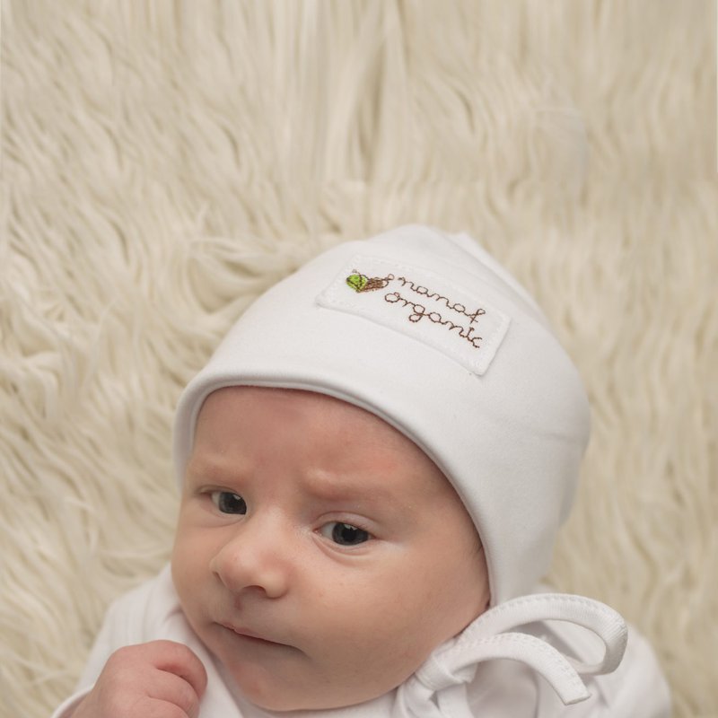 Nanaf Organic, BASIC, Czapka zawijana, biała