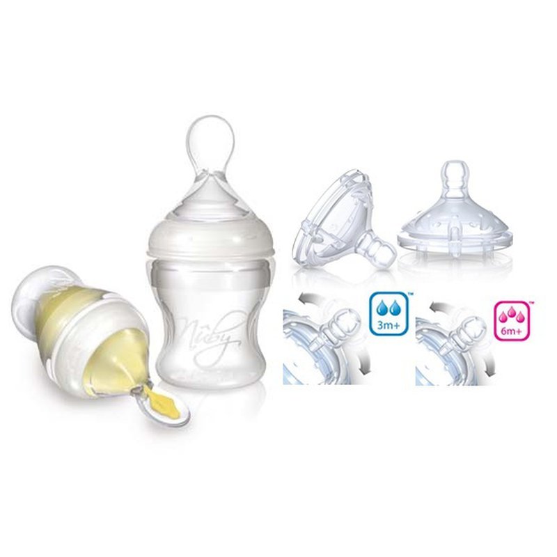 Nuby - Zestaw do karmienia Infafeeder + smoczki na butelkę