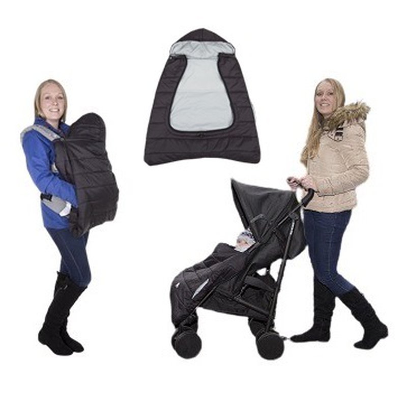 CuddleCo - Śpiworek do nosidełka/wózka/fotelika 3w1 Comfi-Cape - czarny/szary