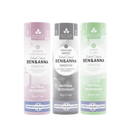 BEN and ANNA Sensitive, Naturalny dezodorant bez sody w sztyfcie kartonowym, highland breeze, 60 g Ben and Anna