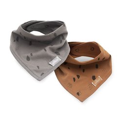 Jollein - Baby & Kids - Jollein - 2 śliniaki bandany Spot STORM GREY / CARAMEL