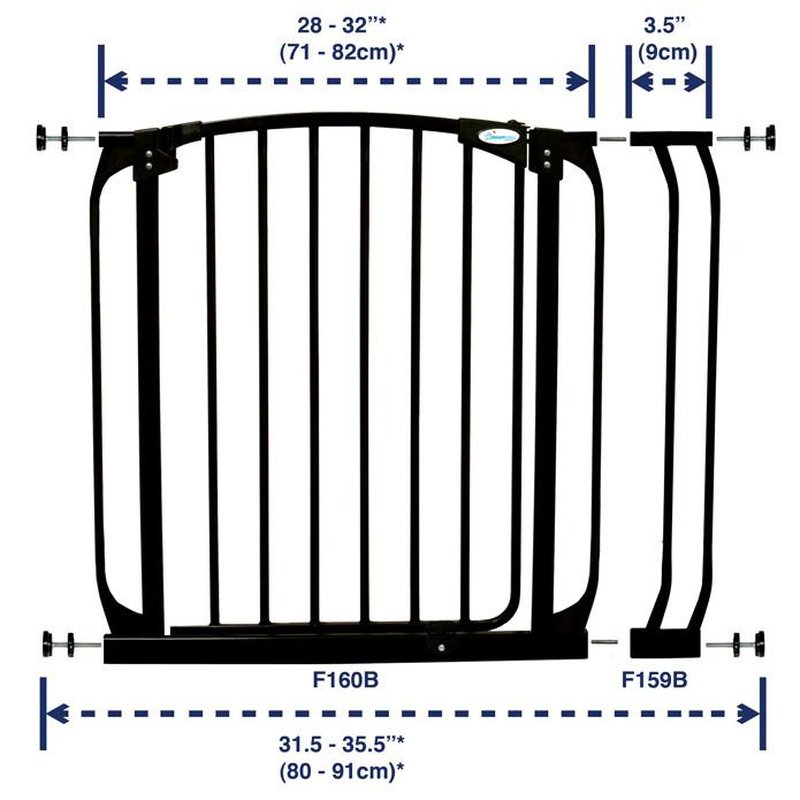 Dreambaby - Rozszerzenie bramki bezpiecz.Chelsea-9cm(wys.75cm)-czarne(brąz.karton)
